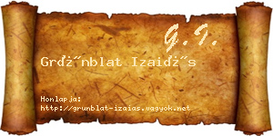 Grünblat Izaiás névjegykártya